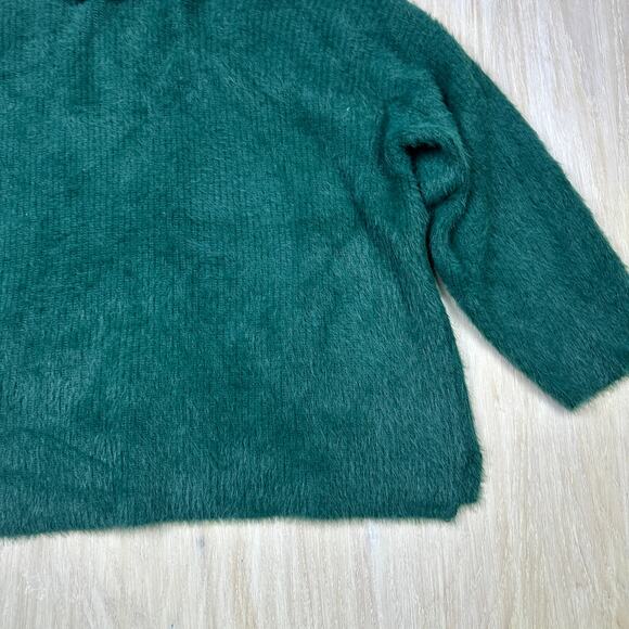 ASOS Dark Green Design High Neck Fluffy Eyelash Yarn Knit Pullover Sweater 12 - Picture 4 of 15
